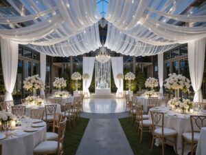 luxury wedding | tent & chandeliers | transparent canopy