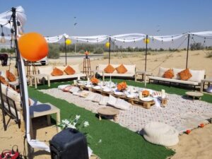 outdoor desert setup | high sofa seating | luxury event rental