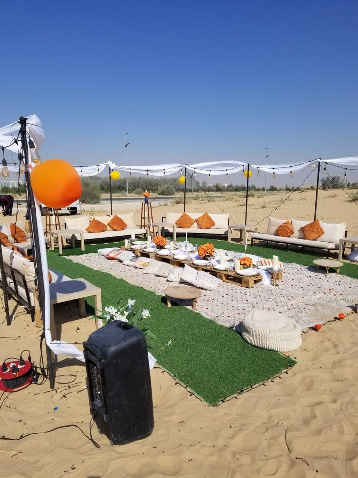 outdoor desert setup | high sofa seating | luxury event rental